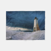 vuurtoren | Frankfort Lighthouse Lake Michigan Fleece Deken (Voorkant (Horizontaal))