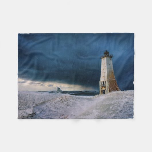 vuurtoren | Frankfort Lighthouse Lake Michigan Fleece Deken (Voorkant (Horizontaal))