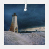 vuurtoren | Frankfort Lighthouse Lake Michigan Glas Ornament (Achterkant)