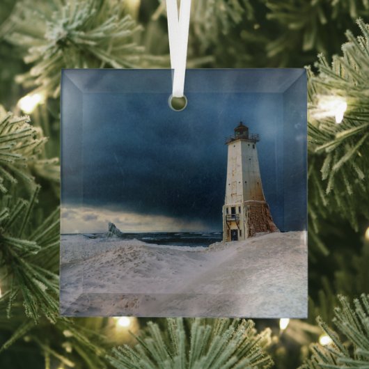 vuurtoren | Frankfort Lighthouse Lake Michigan Glas Ornament (Insitu)