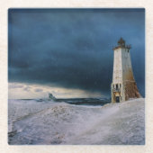 vuurtoren | Frankfort Lighthouse Lake Michigan Glazen Onderzetter (Voorkant)