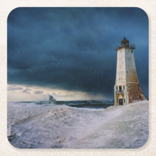 vuurtoren Frankfort Lighthouse Lake Michigan Kartonnen Onderzetters