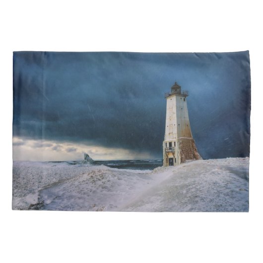 vuurtoren | Frankfort Lighthouse Lake Michigan Kussensloop (Achterkant)