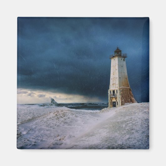 vuurtoren | Frankfort Lighthouse Lake Michigan Magneet (Voorkant)