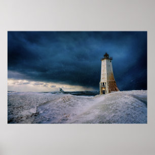 vuurtoren   Frankfort Lighthouse Lake Michigan Poster
