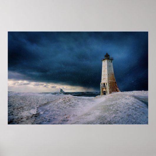 vuurtoren | Frankfort Lighthouse Lake Michigan Poster (Voorkant)