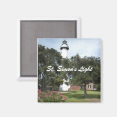 Vuurtoren, gazon en bloeiende Struik Magneet (Voorkant / Achterkant)