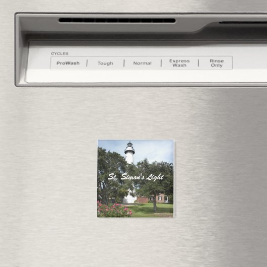 Vuurtoren, gazon en bloeiende Struik Magneet (Insitu (Vaatwasser))