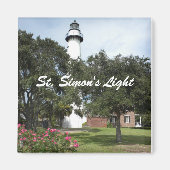 Vuurtoren, gazon en bloeiende Struik Magneet (Voorkant)