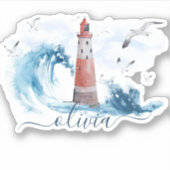 vuurtoren - Gepersonaliseerd monogram voor de Ocea Sticker (Voorkant)
