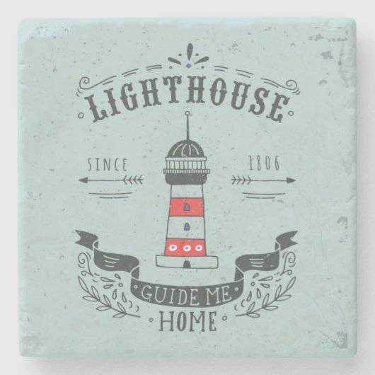 vuurtoren Gids voor thuis Poster Stenen Onderzetter (Voorkant)