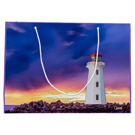 Vuurtoren - Grote Gift Bag Groot Cadeauzakje (Achterkant)