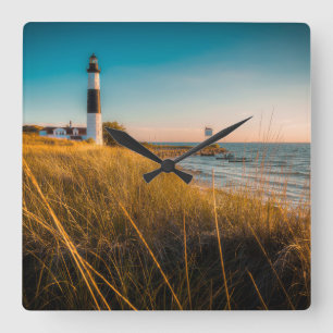 vuurtoren   Grote Sable Lighthouse Ludington, MI Vierkante Klok