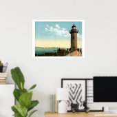  vuurtoren, haven Le Vieux, Cannes Poster (Thuiskantoor)