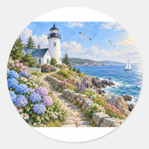 Vuurtoren Hortensia Kusttuin Rond Ronde Sticker