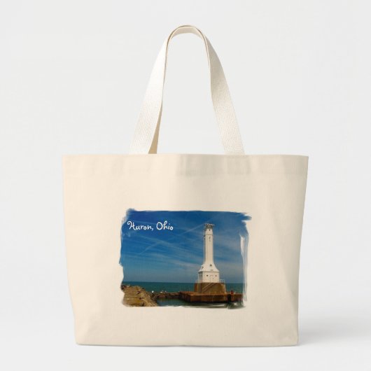 Vuurtoren Huron-strandzak Grote Tote Bag (Voorkant)