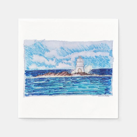 Vuurtoren in blauw servet (Voorkant)