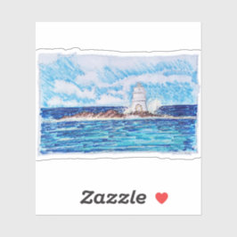 Vuurtoren in Blauw Sticker