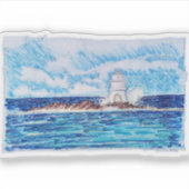 Vuurtoren in Blauw Sticker (Voorkant)