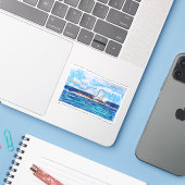 Vuurtoren in Blauw Sticker (Laptop met iPhone)