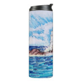 Vuurtoren in blauw thermosbeker (Gedraaid links)