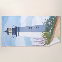 Vuurtoren in bloei | Kust waterverf bloem Strandlaken