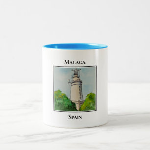 Vuurtoren in de haven, Málaga Spanje Tweekleurige Koffiemok