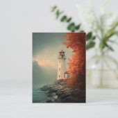 Vuurtoren in de herfst Herfst Briefkaart (Staand voorkant)