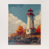 Vuurtoren in de herfst Herfst Legpuzzel (Verticaal)