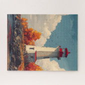 Vuurtoren in de herfst Herfst Legpuzzel (Horizontaal)
