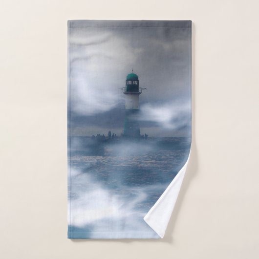 Vuurtoren in de storm - Oostzee-Zee Bad Handdoek (Handdoek)