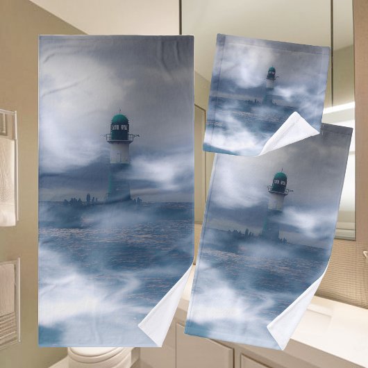 Vuurtoren in de storm - Oostzee-Zee Bad Handdoek