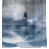 Vuurtoren in de storm - Oostzee-Zee Douchegordijn (Voorkant)