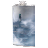 Vuurtoren in de storm - Oostzee-Zee Heupfles (Links)