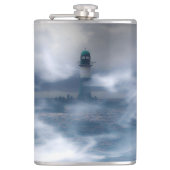 Vuurtoren in de storm - Oostzee-Zee Heupfles (Voorkant)