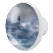 Vuurtoren in de storm - Oostzee-Zee Keramische Knop (Rechts)
