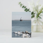 Vuurtoren in de Winter Briefkaart (Staand voorkant)