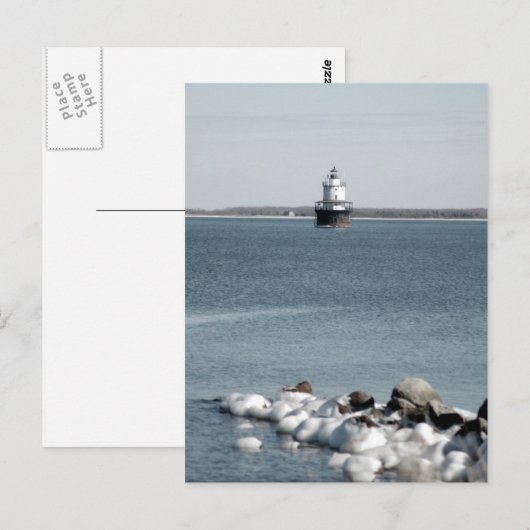 Vuurtoren in de Winter Briefkaart (Voorkant / Achterkant)