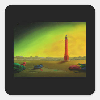 Vuurtoren in een Barren Landschap sticker
