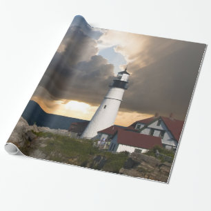 vuurtoren in een Storm Cadeaupapier