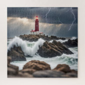 Vuurtoren in een Storm Legpuzzel (Verticaal)