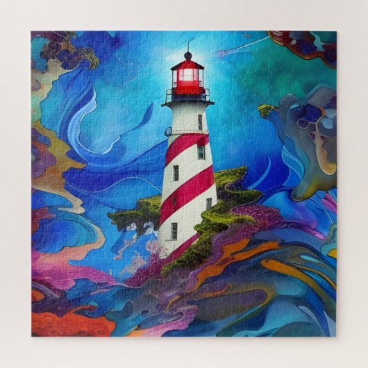 Vuurtoren in een Storm Puzzel (Verticaal)