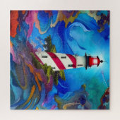 Vuurtoren in een Storm Puzzel Legpuzzel (Horizontaal)