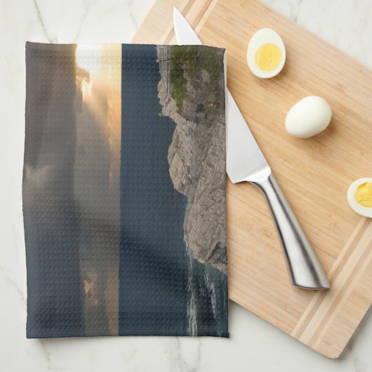 vuurtoren in een Storm Theedoek (Quarter Fold)