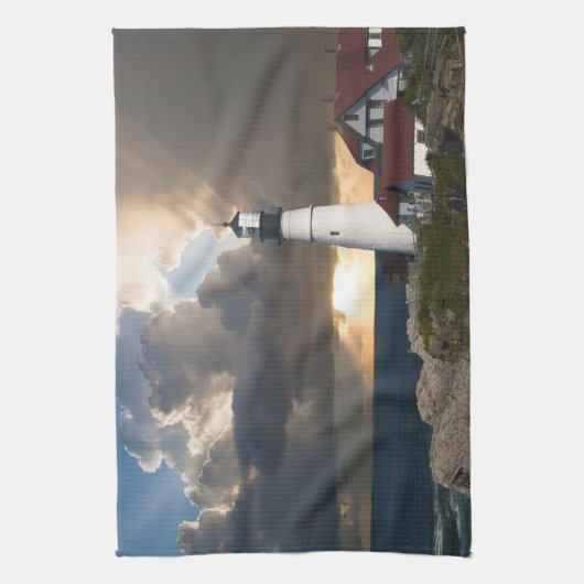 vuurtoren in een Storm Theedoek (Verticaal)