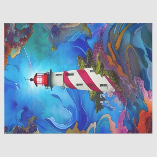 vuurtoren in een Storm Tissuepapier (Voorkant)