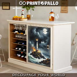 Vuurtoren in een stormachtige maanlicht nacht - tissuepapier