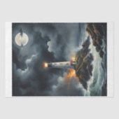 Vuurtoren in een stormachtige maanlicht nacht - tissuepapier (Voorkant)