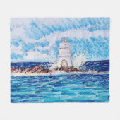 Vuurtoren in het blauw fleece deken (Voorkant (Horizontaal))