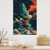 Vuurtoren in het Storm Ai poster (Keuken)